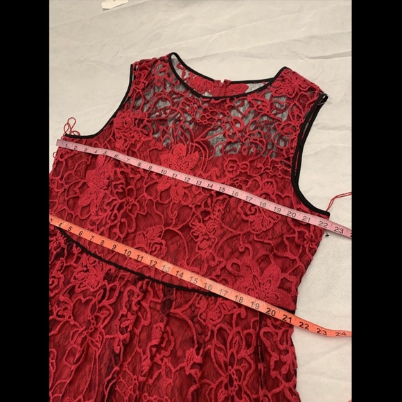 NWOT Adrianna Papell Kahlo Flare Lace Dress, 20W, Red - Picture 3 of 12